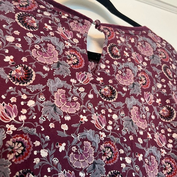 Ann Taylor Loft Purple Spring Floral Print Top Ruffle Long Sleeve, Medium - Picture 8 of 9